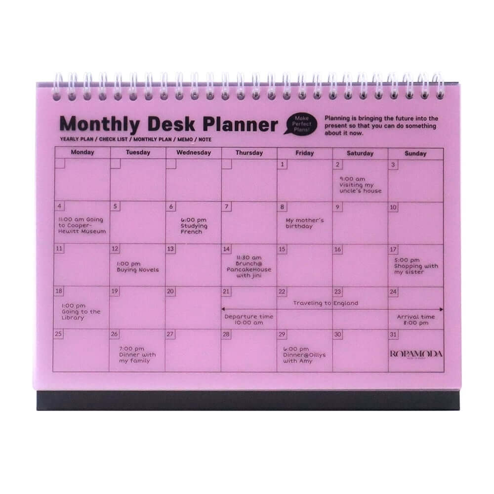สมุดแพลนเนอร์แบบตั้งโต๊ะ Ropamoda month Desk planner สีชมพู